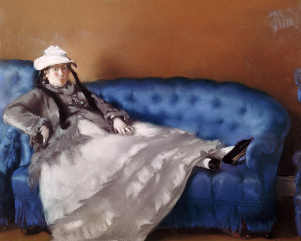 Madame Manet on a Blue Sofa de Edouard Manet