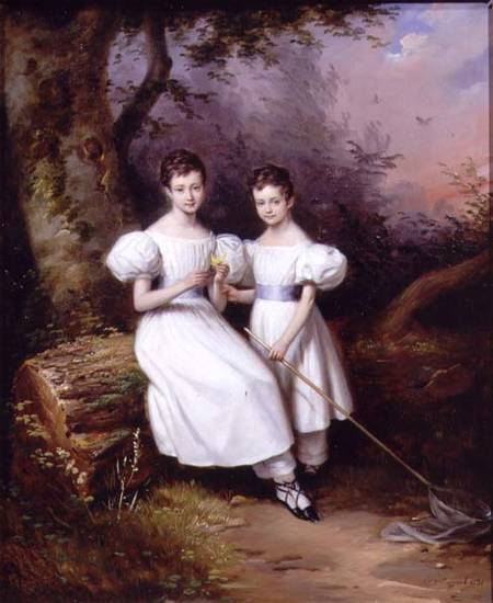 Portrait of Two Children de Edouard Pingret