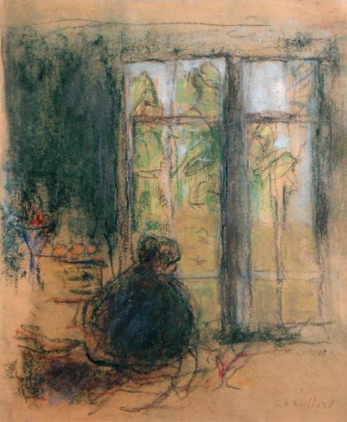 Madame Vuillard at the window, 1915 (pastel on paper)  de Edouard Vuillard