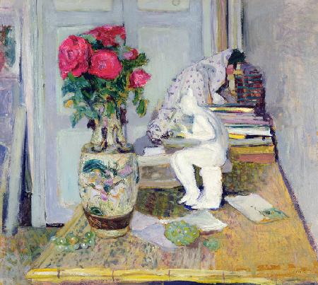Statuette by Maillol and Red Roses, c.1903-05 (oil on board) 