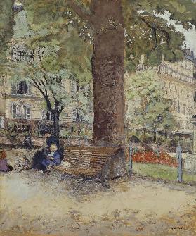 The Square at Vintimille, c.1925 (tempera on paper) 