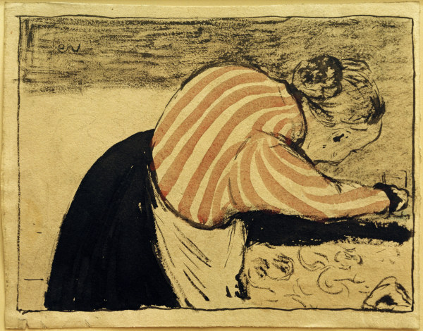 Vieille femme se penchant sur la de Edouard Vuillard