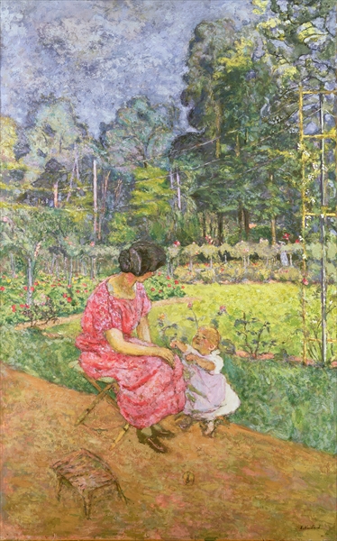 Woman and Child in a Garden  de Edouard Vuillard
