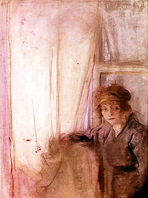 Woman Leaning by a Window (pastel on paper)  de Edouard Vuillard