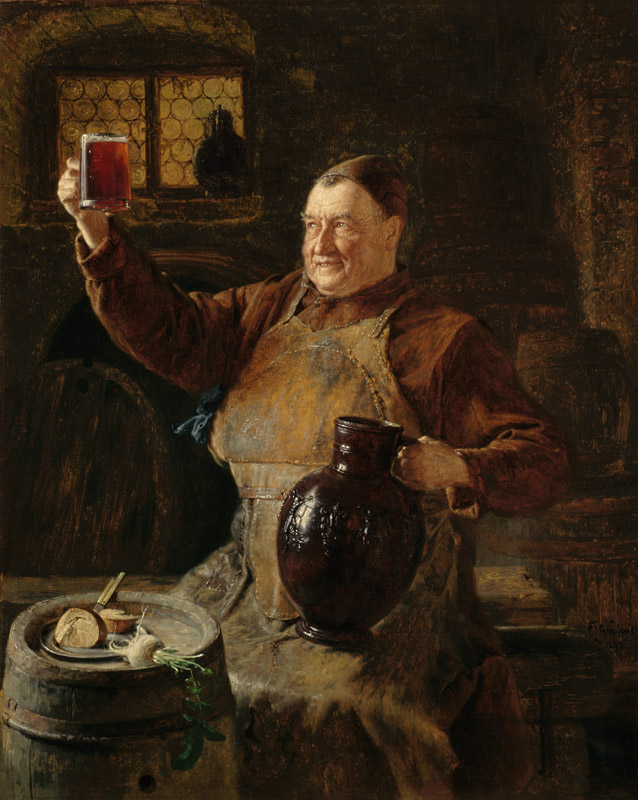Master brewer at the snack in the cloister cellar de Eduard Grützner
