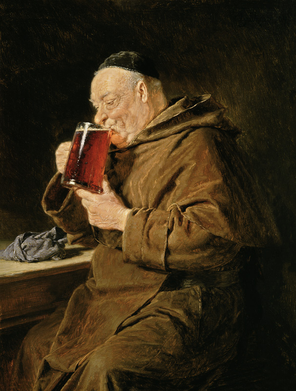 The connoisseur (Capuchin monk) de Eduard Grützner