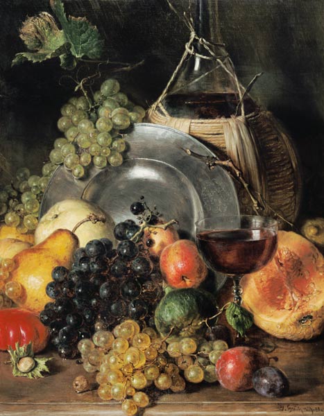 Quiet life with fruits and wine de Eduard Grützner