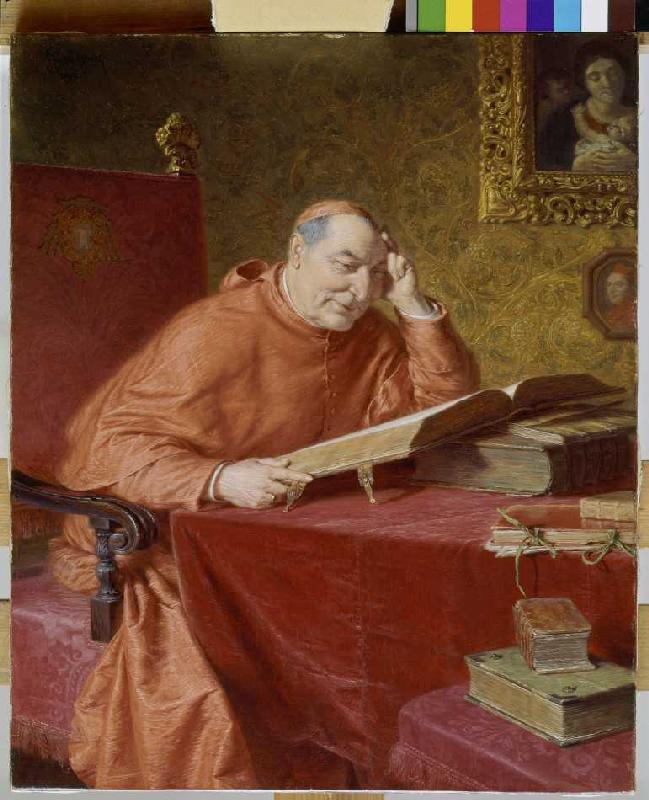 Lesender Kardinal. de Eduard Grützner