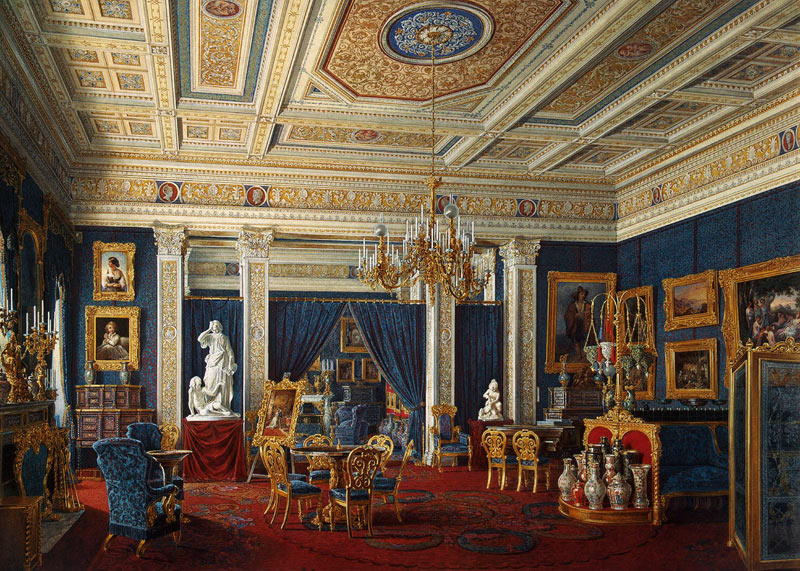 Blue Drawing-Room in the Mariinsky Palace in Saint Petersburg de Eduard Hau