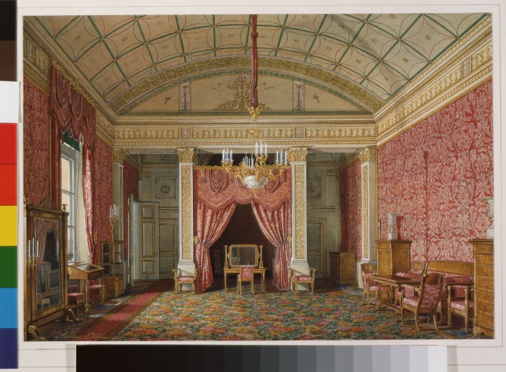 Interiors of the Winter Palace. The First Reserved Apartment. The Bedroom of Grand Princess Maria Ni de Eduard Hau