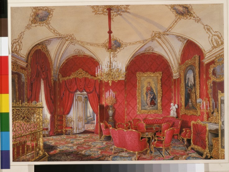 Interiors of the Winter Palace. The Fourth Reserved Apartment. The Corner Room de Eduard Hau