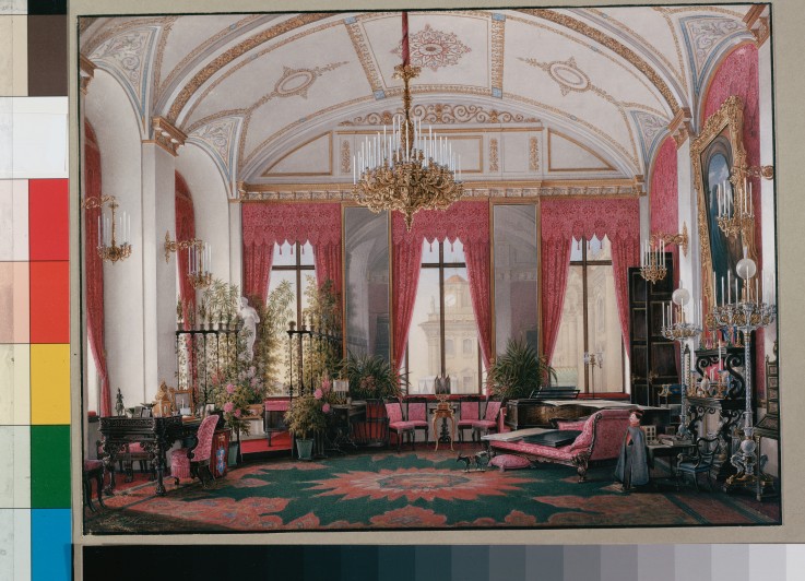 Interiors of the Winter Palace. The Raspberry Study of Empress Maria Alexandrovna de Eduard Hau
