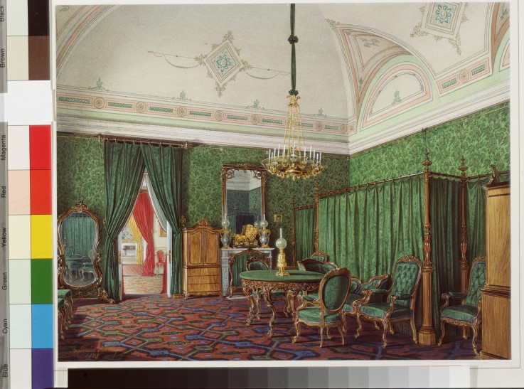 Interiors of the Winter Palace. The Third Reserved Apartment. A Bedroom de Eduard Hau