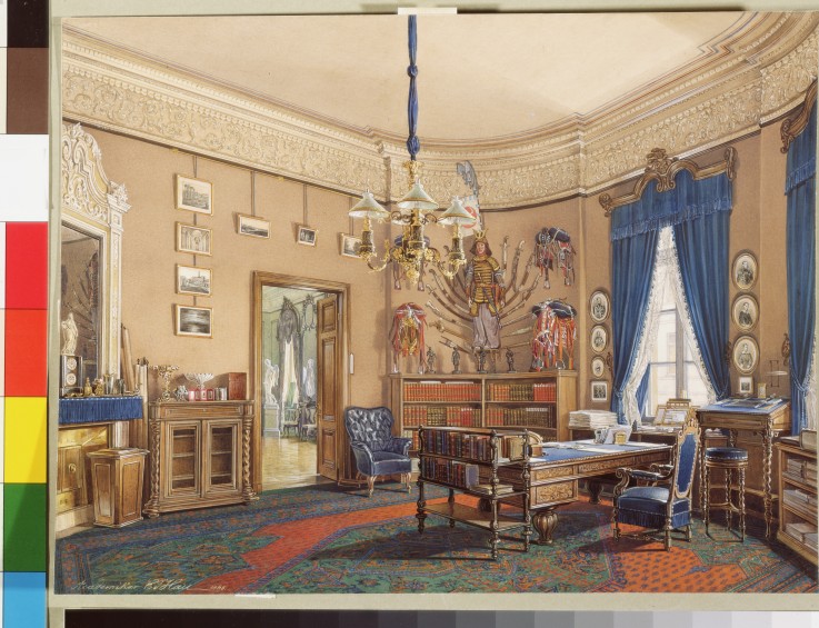 Interiors of the Winter Palace. The Study of Crown Prince Nikolay Aleksandrovich de Eduard Hau