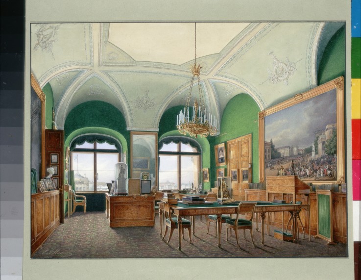 Interiors of the Winter Palace. The Large Study of Emperor Nicholas I de Eduard Hau