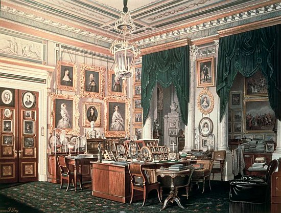 The Study of Alexander III (1845-94) at Gatchina Palace, c.1881 de Eduard Hau