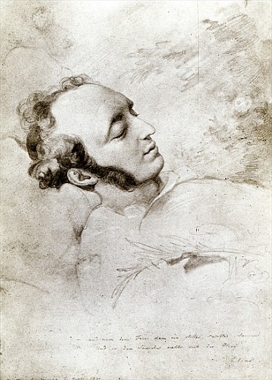 Felix Mendelssohn (1809-47) on his deathbed, c.1847 de Eduard Julius Friedrich Bendemann