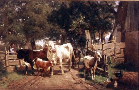 A Farmyard Scene de Eduard Weichberger