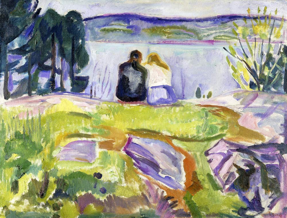 Frühling (Liebespaar am Ufer) de Edvard Munch