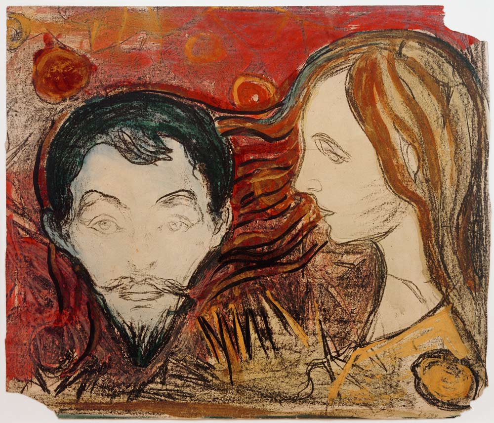 Male Head in Woman's Hair de Edvard Munch