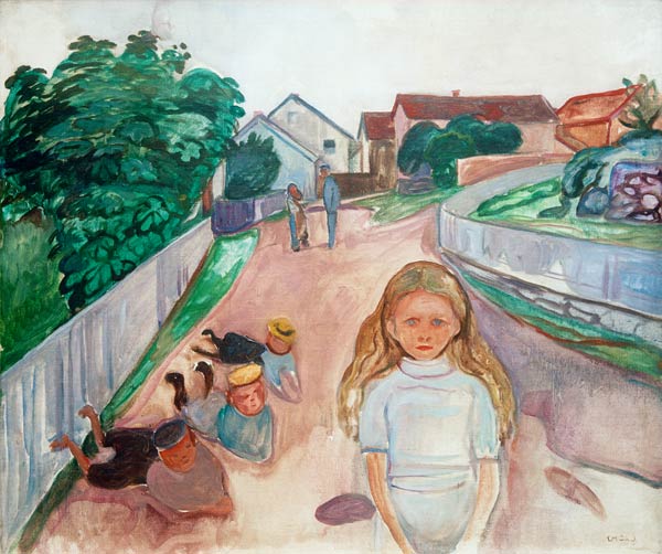 Children Playing in the Street in Asgardstrand de Edvard Munch