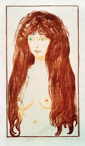 Sin, Female Nude with Red Hair and Green Eyes de Edvard Munch