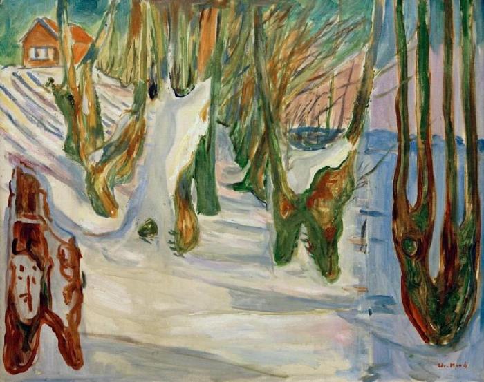 Old trees (Winter, Ekely) de Edvard Munch