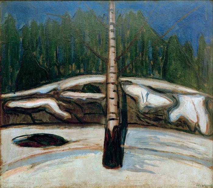 Birch in snow de Edvard Munch