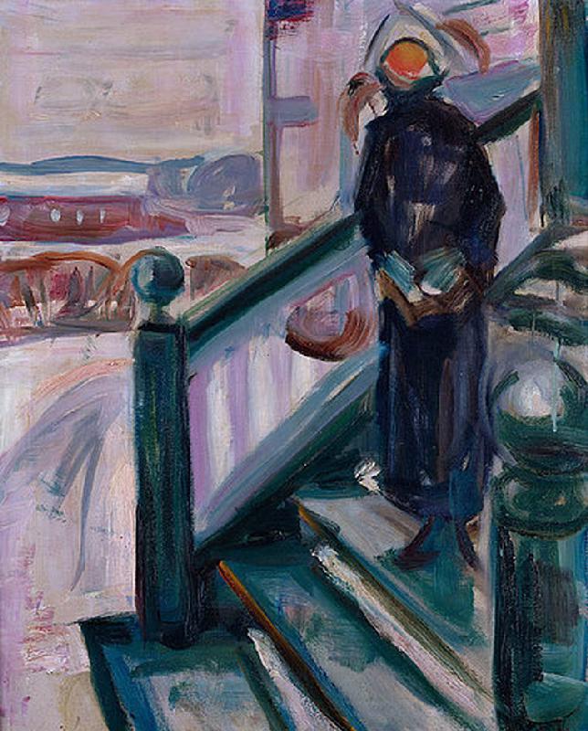 Frau auf einer Veranda. de Edvard Munch
