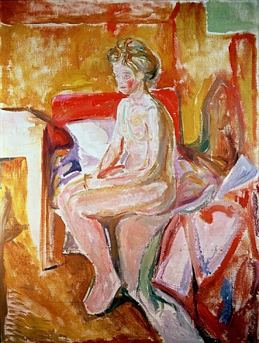 Girl seated on the edge of her bed  de Edvard Munch