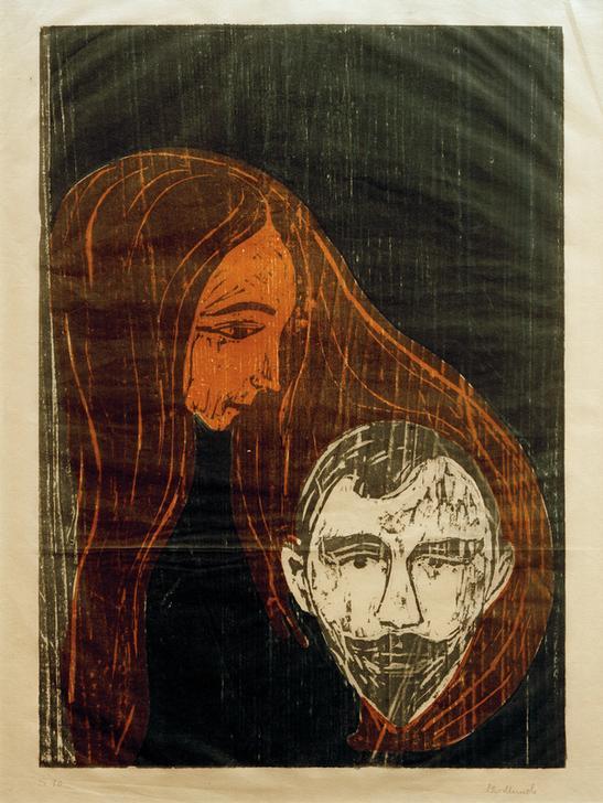 Male Head with Woman's Hair de Edvard Munch