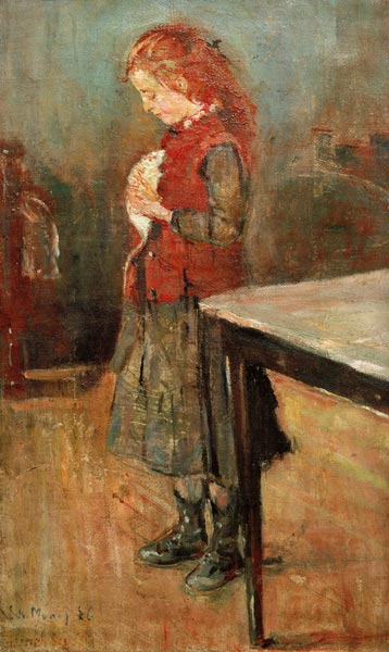 Red-haired girl with white rat de Edvard Munch