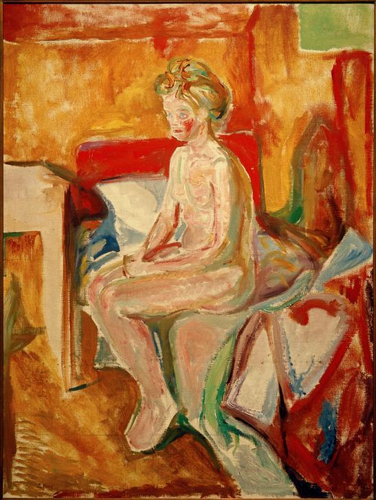 Nude Sitting on the Edge of the Bed de Edvard Munch