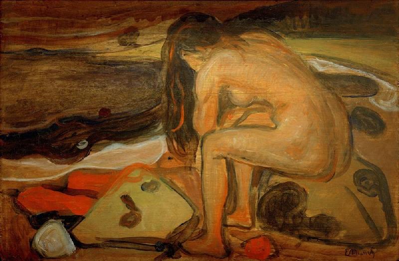 Female nude on the beach de Edvard Munch