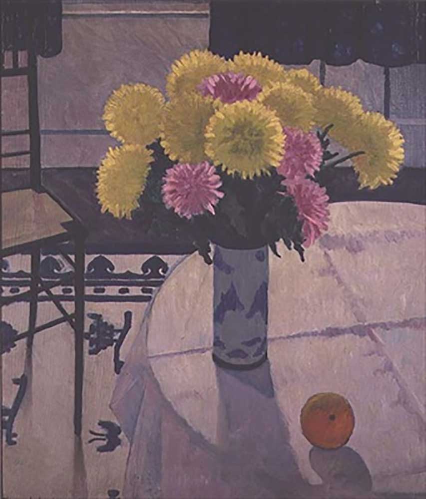 Still Life with Chrysanthemums in a Vase de Edward Alexander Wadsworth