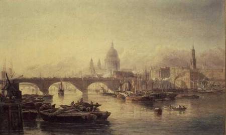 St. Paul's Cathedral and London Bridge de Edward Angelo Goodall