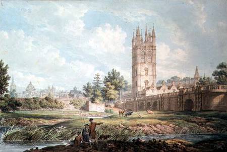 Magdalen College and Bridge, Oxford, from the River  on de Edward Dayes