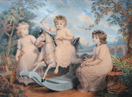 Portrait Group of three Children, possibly Sophie, Charles and Frances Burney  on de Edward Francis Burney