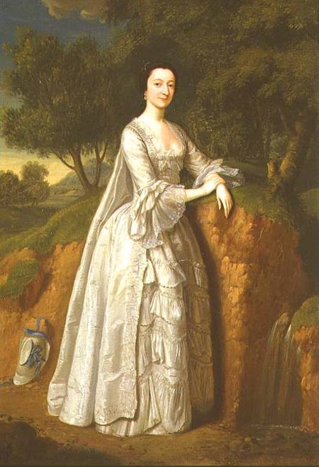 Elizabeth Montague standing in a Wooded Landscape de Edward Haytley