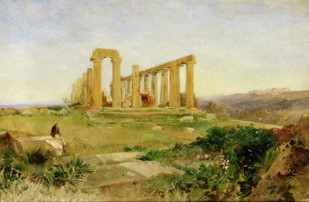 Temple of Agrigento (oil on canvas) de Edward Lear