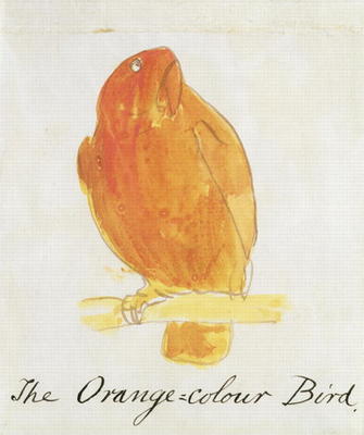 The Orange Colour Bird, from 'Sixteen Drawings of Comic Birds' (pen & ink and w/c on paper) de Edward Lear