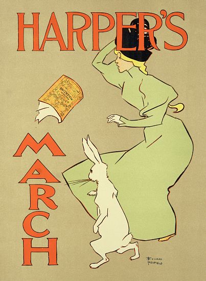 Reproduction of a poster advertising 'Harper's Magazine, March edition', American de Edward Penfield