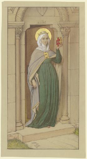 Die Heilige Elisabeth, der Holzstatue des 15. Jahrhunderts in St. Elisabeth in Marburg nachempfunden