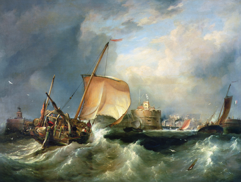 French Herring Boat Running into the Port off Havre de Grace de Edward William Cooke