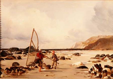 Shrimpers on a beach de Edward William Cooke