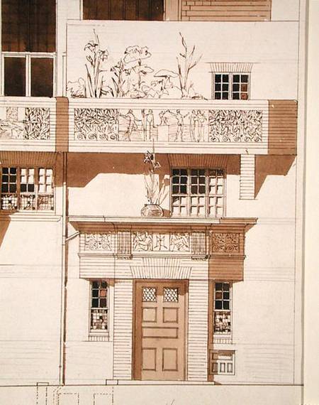 Doorway and Front Elevation of Studio and House for Frank Miles (1852-91), Tite Street, Chelsea de Edward William Godwin