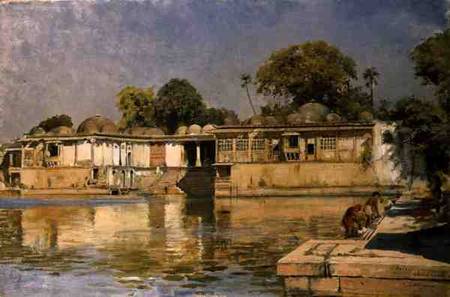 Palace and Lake at Sarkeh, near Ahmedabad, India de Edwin Lord Weeks