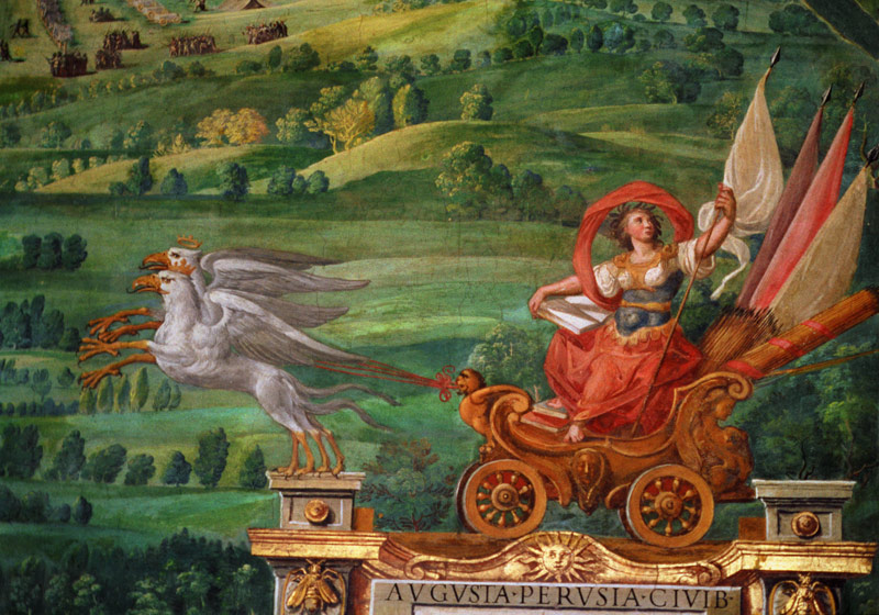 Chariot drawn by griffins, detail from the 'Galleria delle Carte Geografiche' de Egnazio Danti
