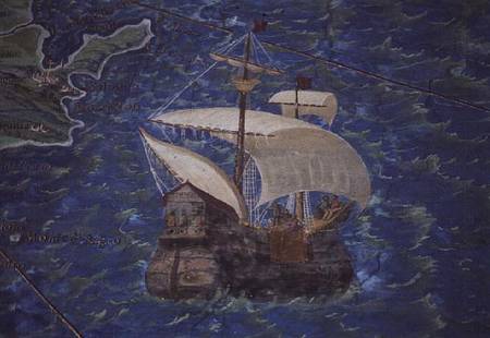Galleon, detail from the 'Galleria delle Carte Geografiche' de Egnazio Danti