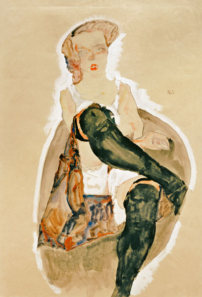 Girl w.her Legs Crossed de Egon Schiele